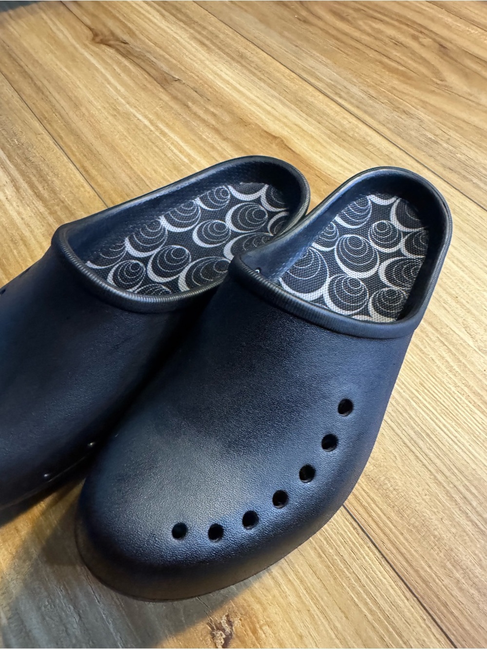 CROCS Black Slip-On Clog Mules with Patterned Insole - Picture 6 of 11